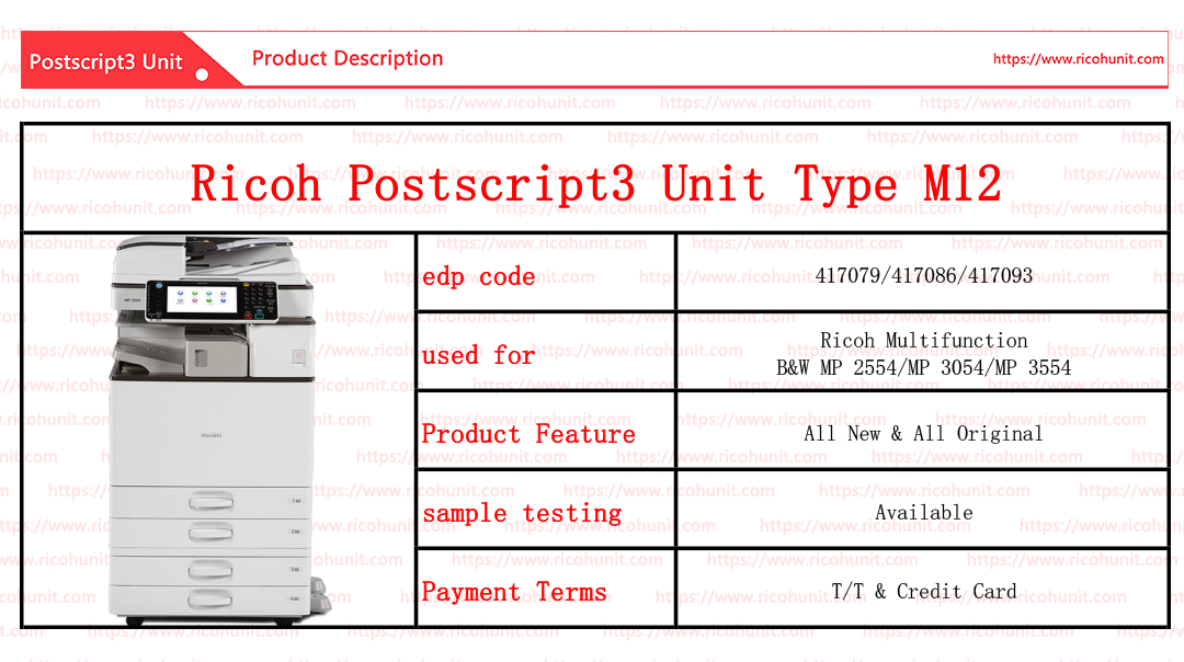 Fartory price Ricoh postscript3 unit type M12 China manufacture