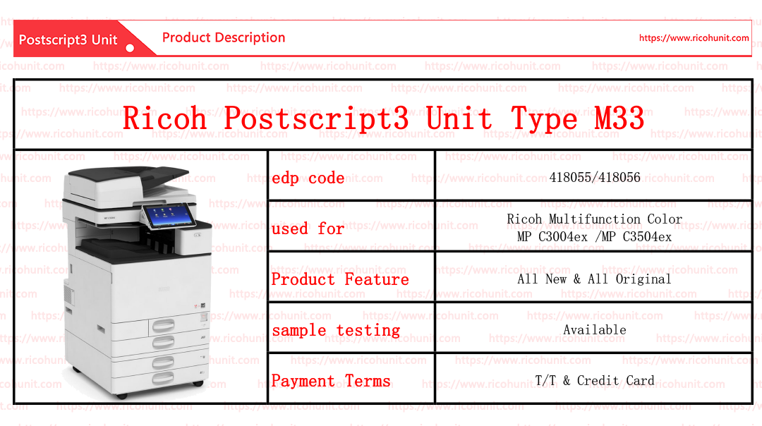 Manufactory Wholesale Ricoh postscript3 unit type M33 Supplier
