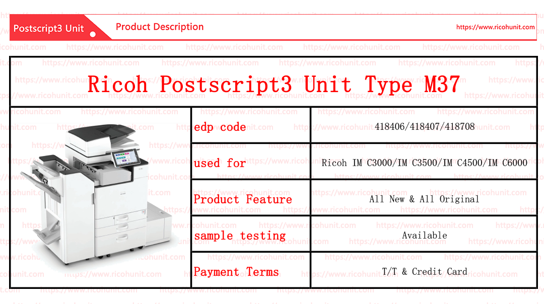 Factory direct Ricoh postscript3 unit type M37