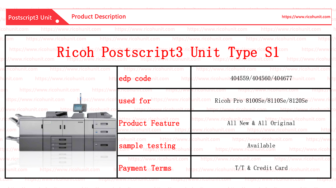Manufactory direct Ricoh postscript3 unit type S1 Supplier